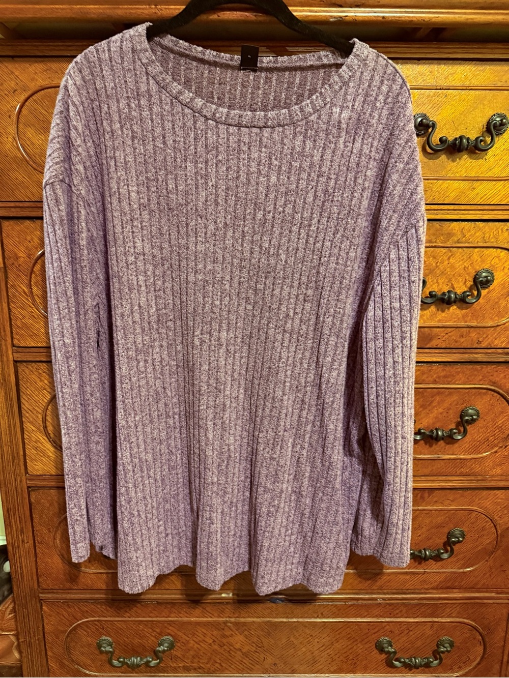 SHEIN Lavender Ribbed Knit Long Sleeve Top